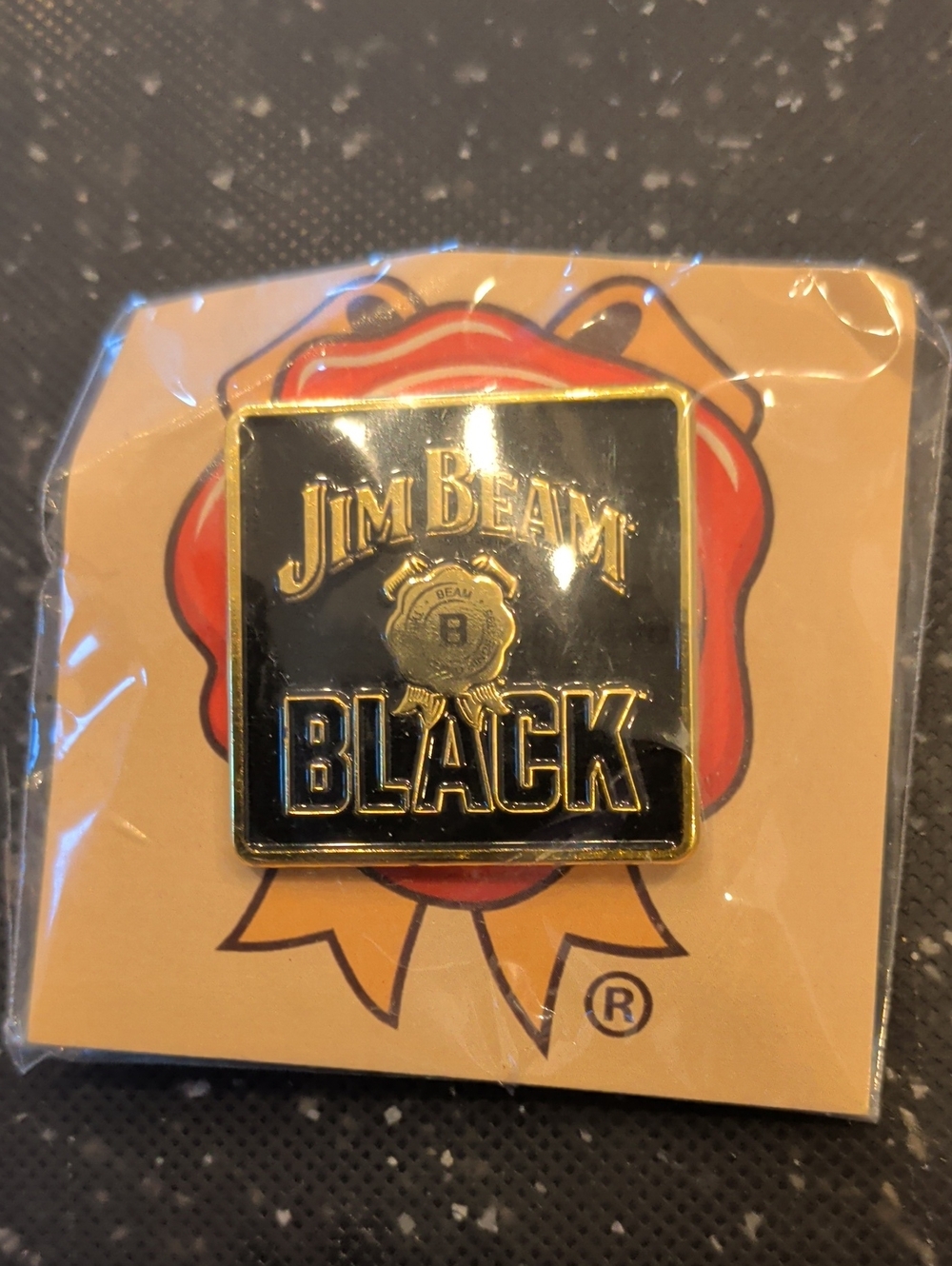 Black Enamel Lapel Pin - Black & Gold JIM BEAM NEW